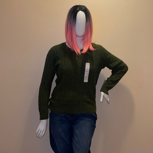 St. John's Bay Sweaters - ⭐️St. John's Bay Womens  long sleeve ‎ Cree Cable Knit Cotton Blend Sweater SP